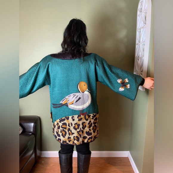 very vollbracht Jackets & Blazers - Very Vollbracht quilted kimono reversible jacket cheetah and duck print medium